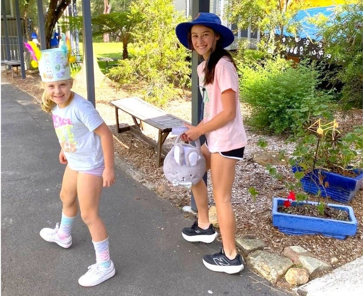 Hillside students on easter egg hunt in the playground