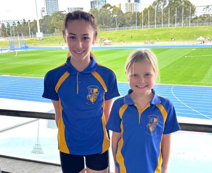 Hillside students at zone athletics carnival with track in the background